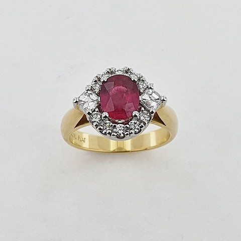 Ruby & Diamond 18ct Gold & Platinum Ring