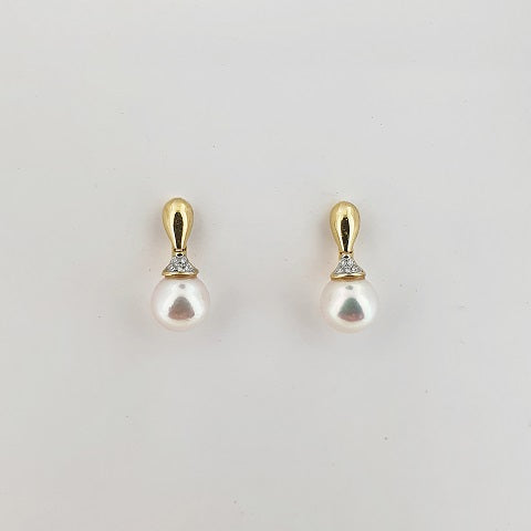 Akoya Pearl & Diamond 18ct Gold Earrings