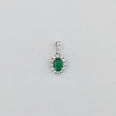 Emerald & Diamond 18ct Gold Pendant