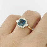 London Blue Topaz & Diamond 9ct Gold Ring