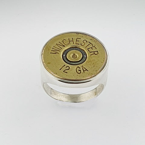 Sterling Silver & Brass 12 Winchester Bullet Ring