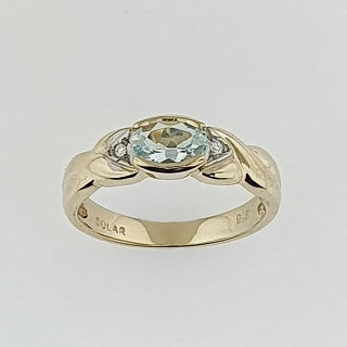 Aquamarine & Diamond 9ct Gold Ring