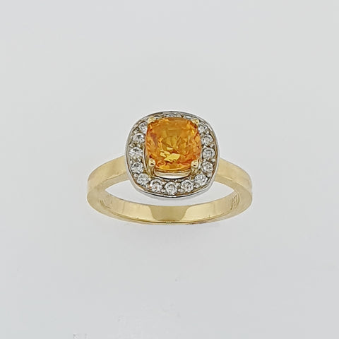 Yellow Sapphire & Diamond Gold Ring