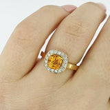 Yellow Sapphire & Diamond Gold Ring