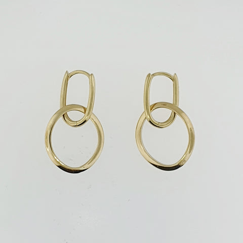 9ct Yellow Gold Linked Huggie Earrings