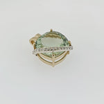 Green Amethyst & Diamond 9ct Gold Pendant