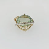 Green Amethyst & Diamond 9ct Gold Pendant