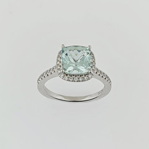 Aquamarine & Diamond 18ct Gold Ring