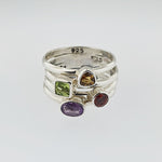 Sterling Silver Coloured Stone Stacker Rings