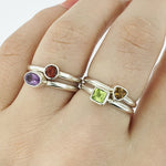 Sterling Silver Coloured Stone Stacker Rings