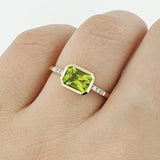 Peridot & Diamond 9ct Yellow Gold Ring