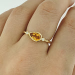 Citrine & Diamond 9ct Yellow Gold Ring