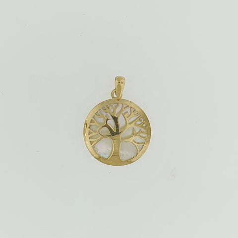 Mother Of Pearl Tree Of Life Gold Pendant