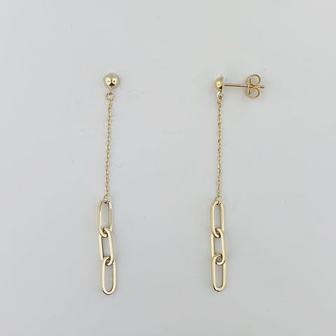 9ct Yellow Gold Paperclip Drop Earrings