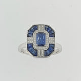 Blue Sapphire & Diamond 9ct White Gold Ring