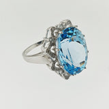 Blue Topaz & Diamond 9ct White Gold Ring