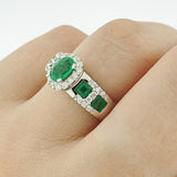 Emerald & Diamond 9ct White Gold Ring