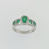 Emerald & Diamond 9ct White Gold Ring