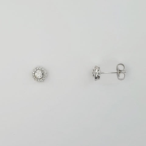 Diamond 9ct White Gold Halo Earrings