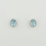 Blue Topaz & Diamond 9ct White Gold Earrings