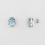 Blue Topaz & Diamond 9ct White Gold Earrings