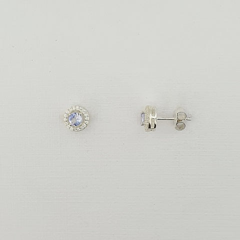 Tanzanite & CZ Sterling Silver Earrings