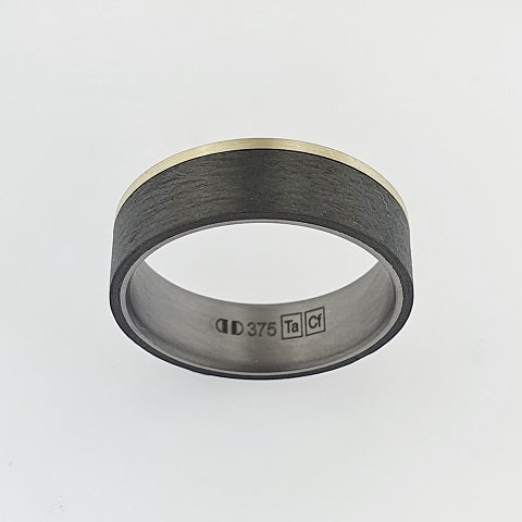 Tantalum, Carbon Fibre & 9ct Yellow Gold Ring