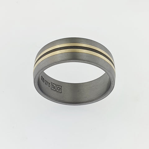 Tantalum, Carbon Fibre & 9ct Yellow Gold Ring