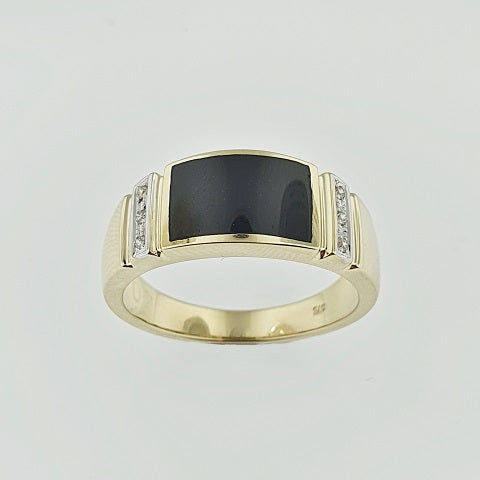 Onyx & Diamond Wide Ring