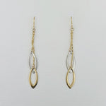 9ct Yellow & White Gold Drop Earrings