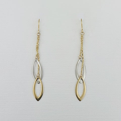 9ct Yellow & White Gold Drop Earrings