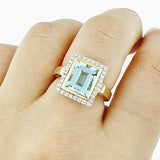 Swiss Blue Topaz & Diamond 9ct Yellow Gold Ring