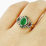 Emerald & Pearl 9ct Gold Ring