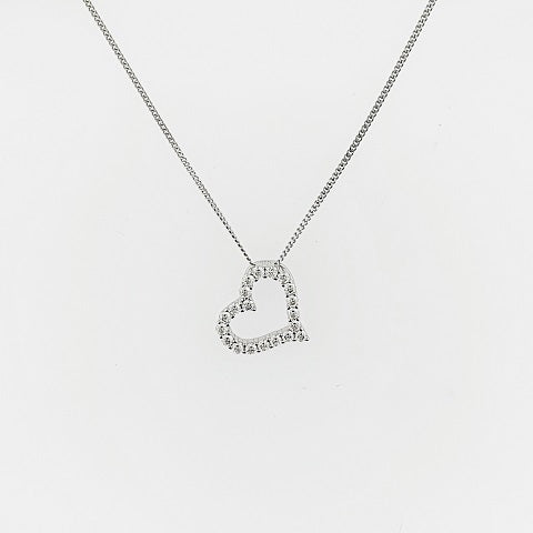 CZ Sterling Silver Heart Necklace