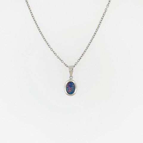 Opal 14ct White Gold Pendant