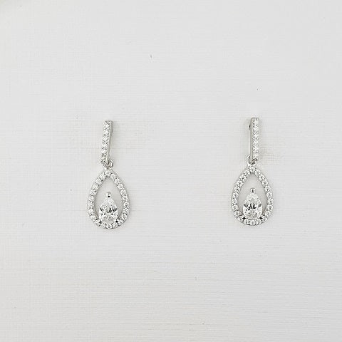 CZ Sterling Silver Drop Earrings