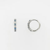 CZ & Spinel Sterling Silver Huggie Earrings