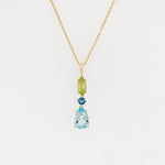 Blue Topaz & Peridot 9ct Yellow Gold Pendant