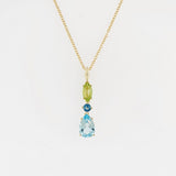 Blue Topaz & Peridot 9ct Yellow Gold Pendant