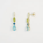 Blue Topaz & Peridot 9ct Yellow Gold Earrings