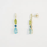 Blue Topaz & Peridot 9ct Yellow Gold Earrings