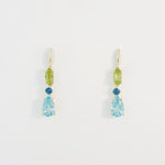 Blue Topaz & Peridot 9ct Yellow Gold Earrings