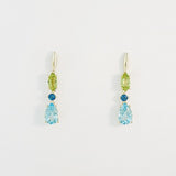 Blue Topaz & Peridot 9ct Yellow Gold Earrings