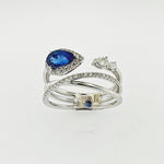 Blue Sapphire & Diamond 18ct White Gold Ring