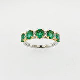 Emerald & Diamond 9ct White & Yellow Gold Ring