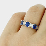 Blue Sapphire & Diamond 18ct White Gold Ring