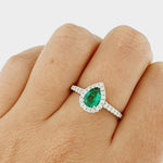 Emerald & Diamond 9ct White Gold Ring