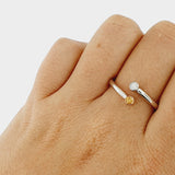 Natural Orange and White Diamond 9ct Gold Ring