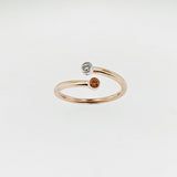 Natural Orange & White Diamond 9ct Gold Ring