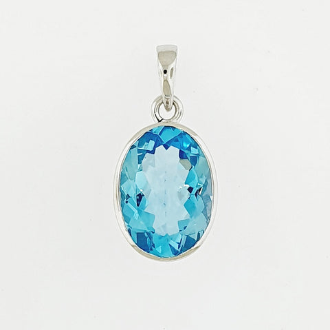 Blue Topaz Sterling Silver Pendant